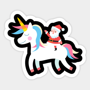 Christmas Santa Riding Unicorn Sticker